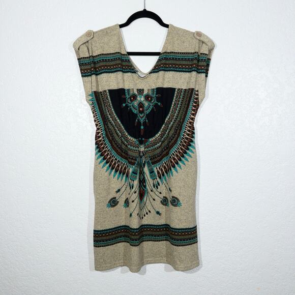 Forever‎ 21 Tan Native American Print A-Line Dress Size Small - Picture 1 of 6